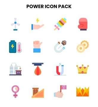 Power Flat Vector Icons Pack Stock Illustration