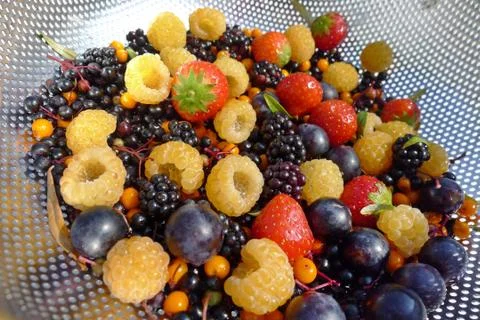 Power fruit in colander Stock Photos