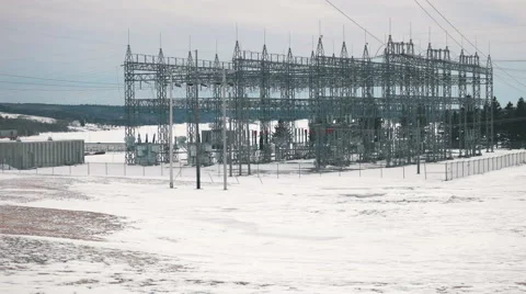 Power Generating Station Grid in Winter. Stock Footage 59527459