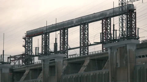 Power Generating Water Dam. Stock Footage 59525858