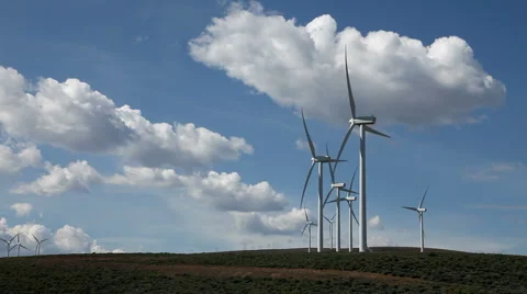 Power Generating Windmills Stock Footage 6411350