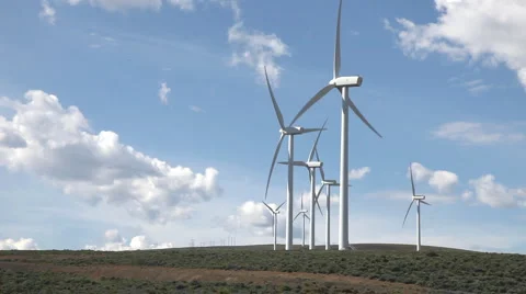 Power Generating Windmills Stock Footage 6417828