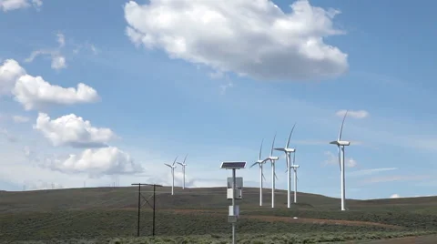 Power Generating Windmills Stock Footage 6430328