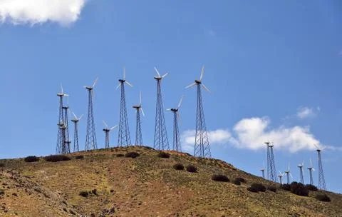 Power generating windmills Stock Photos