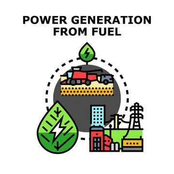 Power generation from biomass and renewable fuel sources Stock Illustration