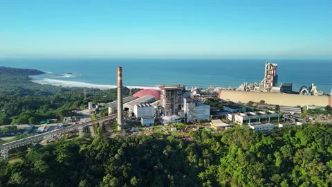 Power generation complex symbolizing the balance between industrial energy Video stock 342958637