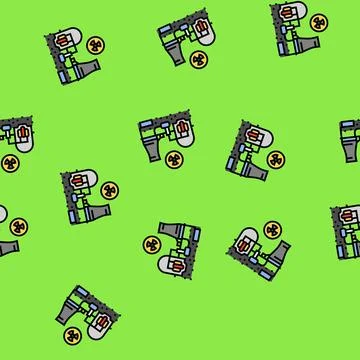 Power generation nuclear energy vector seamless pattern 스톡 일러스트