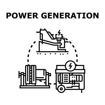 Power generation process creating electricity from resources Stock Illustration