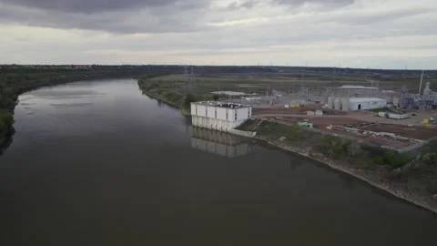 Power Generation on the River in Edmonton, AB, Canada, May 21, 2024 Stock Footage 276386251