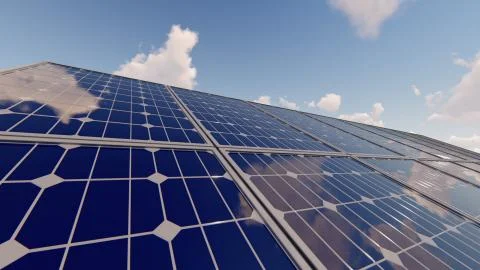 Power generation by solar panels 스톡 일러스트