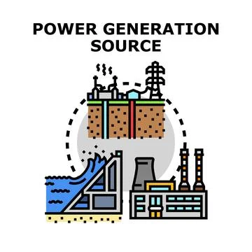 Power generation sources concept for electricity production Stock Illustration
