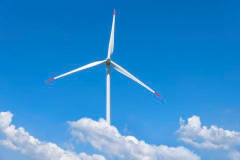 Power generation wind turbines. Stock Photos