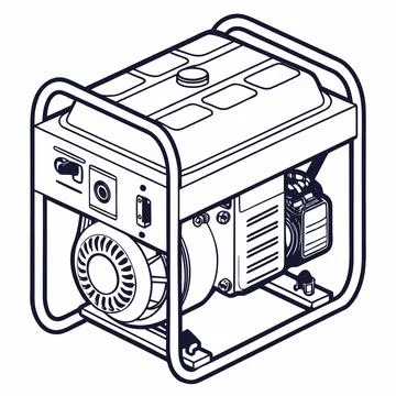 Power Generator Icon - Clean Line Vector Art on White Stock Illustration
