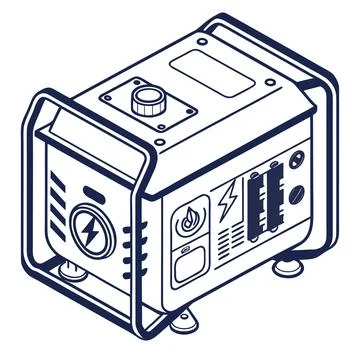 Power Generator Icon - Clean Line Vector Art on White Stock Illustration