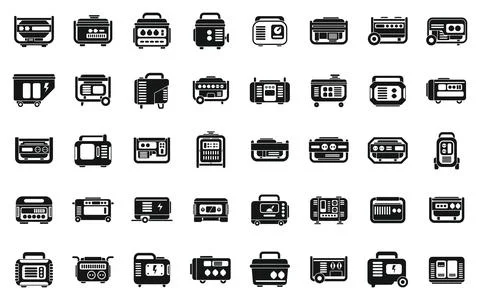 Power generator icons set simple vector. Electric engine Stock Illustration
