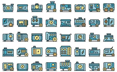 Power generator icons set vector flat イラスト素材