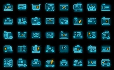 Power generator icons set vector neon イラスト素材