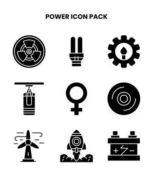 Power Glyph Bundle Icons Pack Illustrazione stock