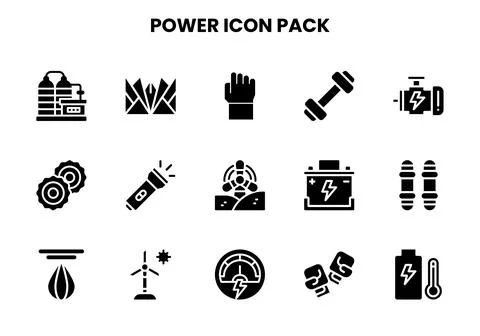 Power Glyph Graphics Icons Pack Illustrazione stock