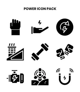 Power Glyph Graphics Icons Pack Stock Illustration