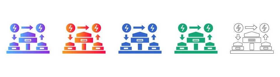 Power Grid and Data Flow Icons Stock Illustration