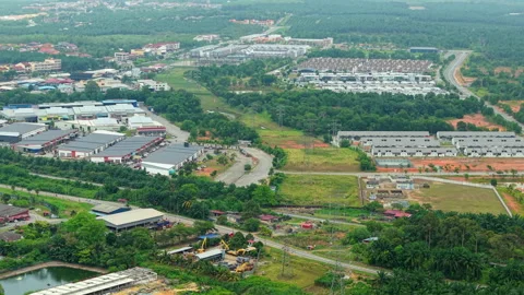 Power Grid and Substation Supplying Industrial Area Malaysia Aerial Stock Footage 331839570