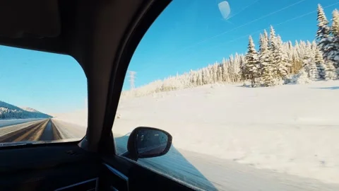 Power grid and winter highway in canadian mountains Stock Footage 327126225