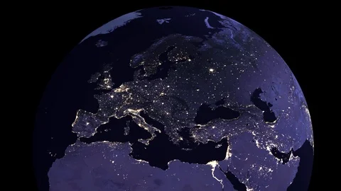 Power Grid Black Out Europe from Nuclear war. Stock Footage