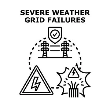 Power grid failure due to severe weather conditions Stock Illustration