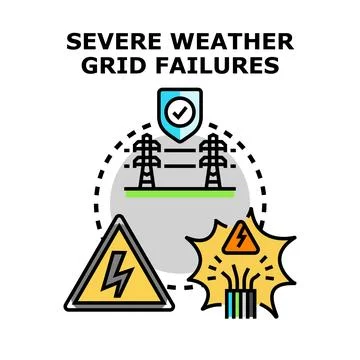 Power grid failure due to severe weather conditions Stock Illustration