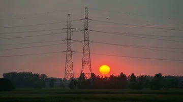 Power Grid Lines Sunset Stock Footage 85843037