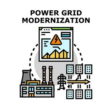 Power grid modernization concept for energy delivery Stock Illustration