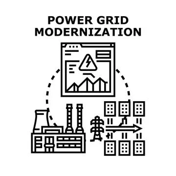 Power grid modernization concept for energy delivery Stock Illustration