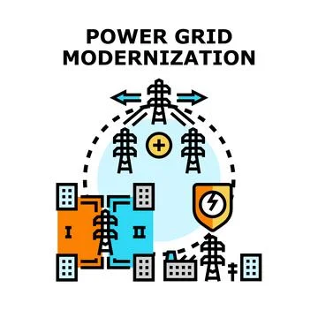 Power grid modernization concept illustrating smart energy infrastructure d.. Stock Illustration