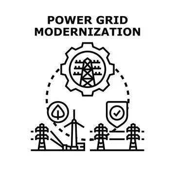 Power grid modernization concept with sustainable energy development Stock Illustration