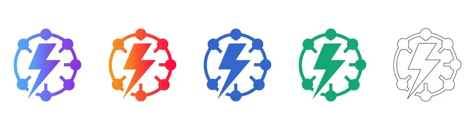 Power Grid Network Connection Icons Stock Illustration