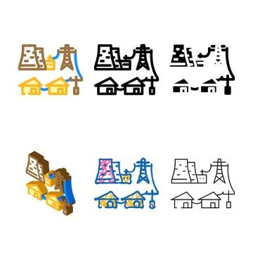 Power grid nuclear energy pack color icon vector Stock Illustration