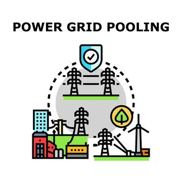 Power grid pooling uniting clean energy concept Stock Illustration