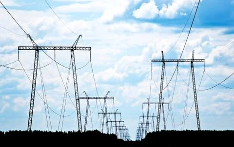 Power grid pylons Stock Photos
