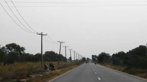 Power Grid Structures Or Pylon Tower By The Road Stock Footage 220732645