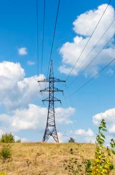 Power grid support against the background of nature Stock Photos