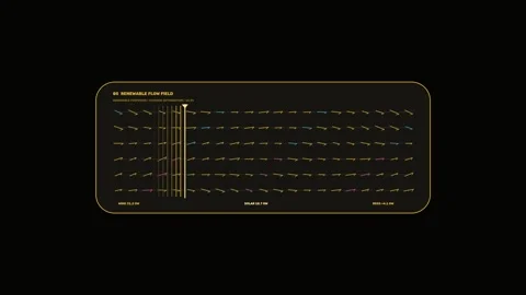 Power Grid Sustainability Flow HUD Seamless Loop Stock Footage 342288908