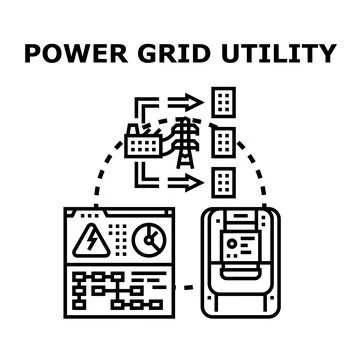 Power grid utility infrastructure and smart metering concept Stock Illustration