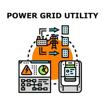 Power grid utility infrastructure and smart metering concept Stock Illustration