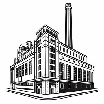 Power House Icon - Simple Vector Graphic on White Background Illustrazione stock