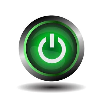 Power icon glossy green vector Stock Illustration