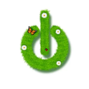 Power icon from grass background Stock Illustration