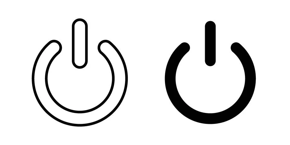 Power icon linear versions pack on white background Stock Illustration