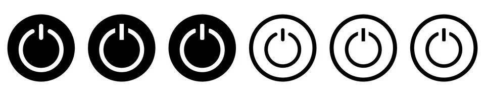 Power off icon set. Flat and line art style Stock Illustration