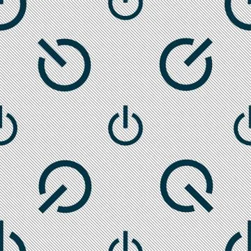 Power icon sign. Seamless pattern with geometric texture. Vector Illustrazione stock